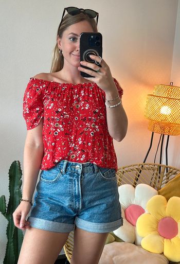 Top rouge imprimé fleuri taille XS - Caroll Paris