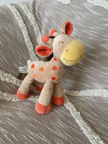 Peluche doudou 27cm nicotoy girafe marron et orange très bon état