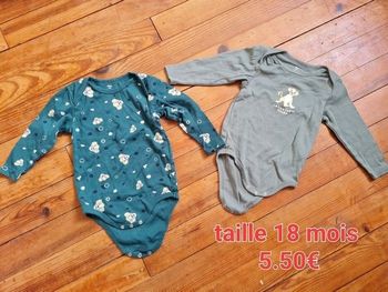 Lot de 2 bodys roi lion taille 18 mois