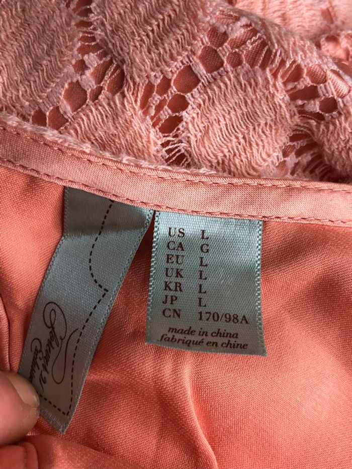 Joli top péplum en dentelle couleur orange pêche taille L - photo numéro 8