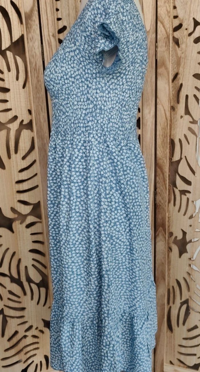 Robe midi fleurie bleu ciel  Taille unique - photo numéro 4