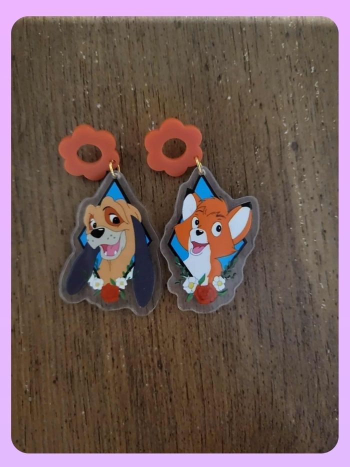 Boucles d'oreilles rox et rouky disney
