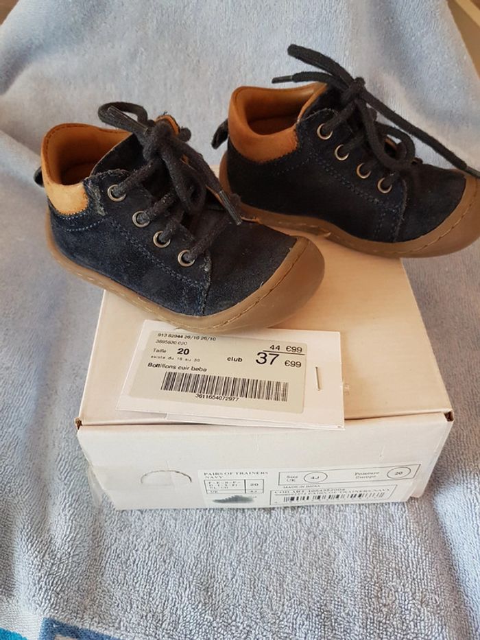 Chaussures bébé T20 bleu intérieur cuir - photo numéro 3