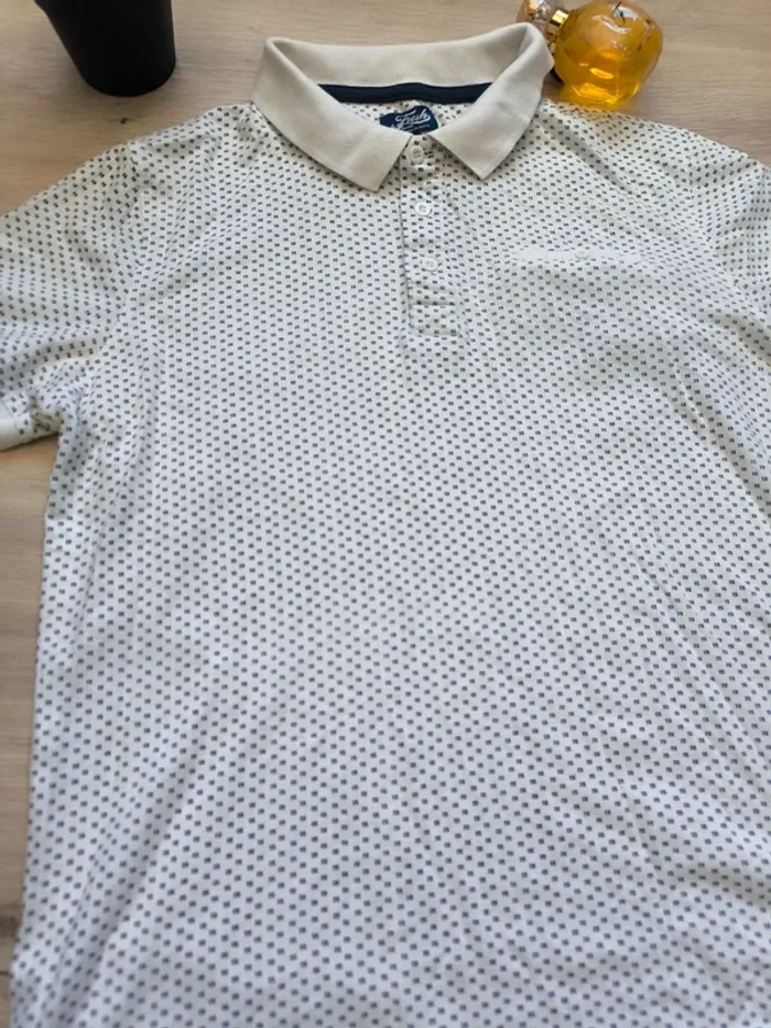 Polo blanc homme motif bleu Fresh Brand M - Très bon état - photo numéro 2