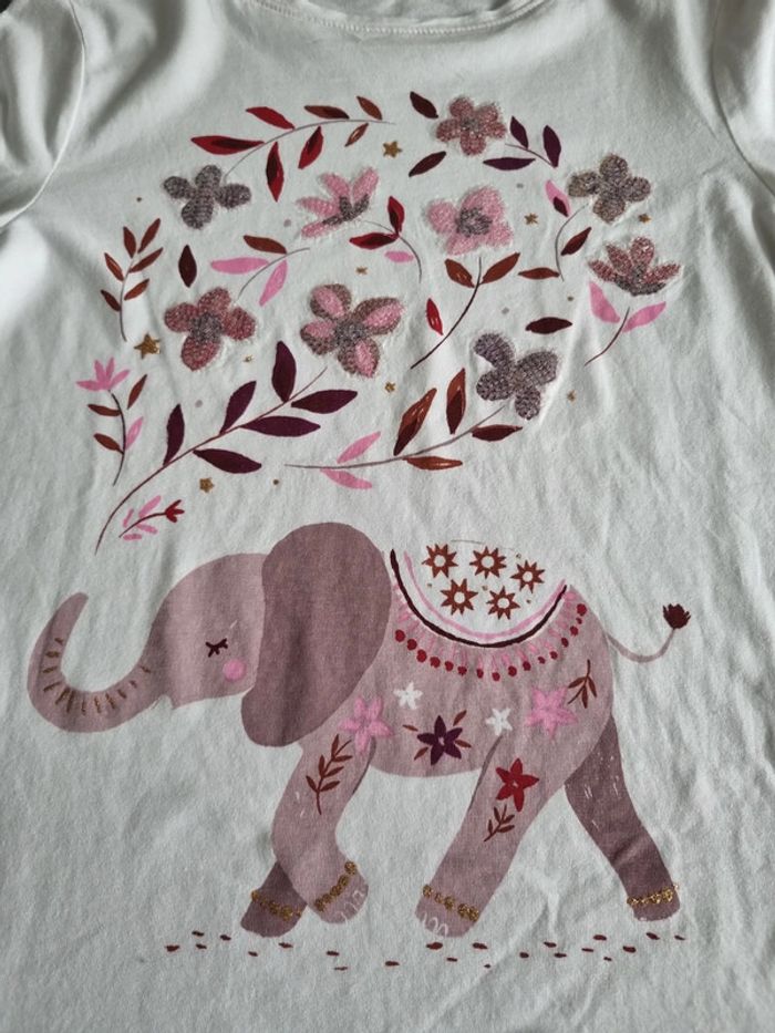 T-shirt à manches longues fille - Taille 12 ans (152cm) - DPAM - Blanc et rose - photo numéro 9