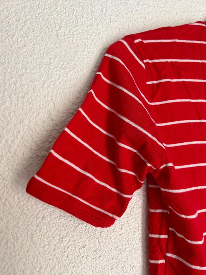 497 - t-shirt rayé blanc et rouge à manches courtes - photo numéro 8