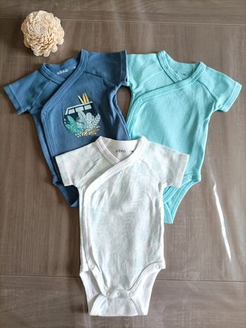 Lot de 3 bodies manches courtes Gémo 3 mois