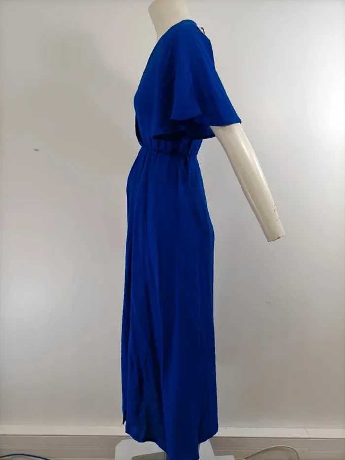 Robe cache-coeur longue bleue été - Neuve Taille unique - fentes, Fabriquée en France A279 - photo numéro 3