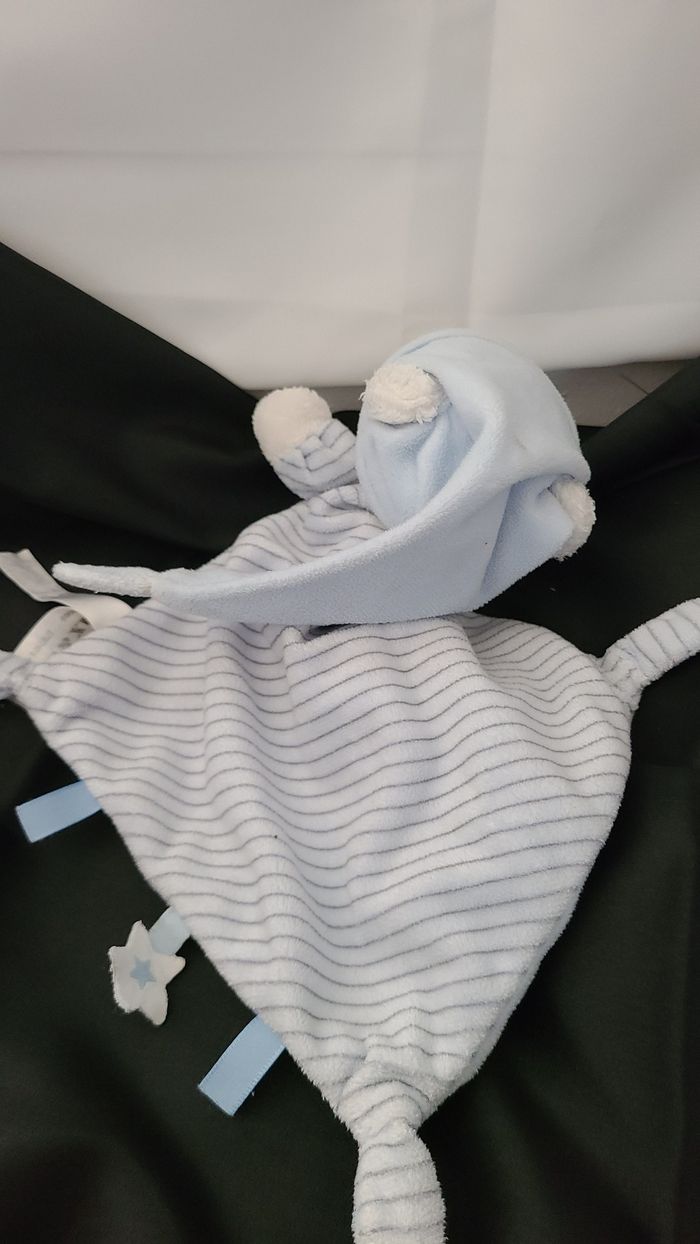 Doudou Ours Plat Bleu Losange Etoile MAX & SAX - photo numéro 4