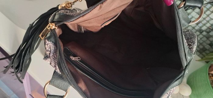 Sac motifs serpent gris/noire à strass - photo numéro 5