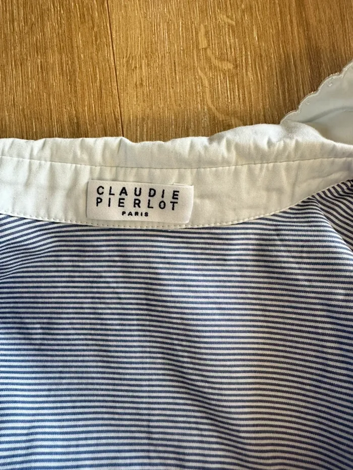 Chemisier blouse Claudie Pierlot bleue rayée taille 38 - photo numéro 4