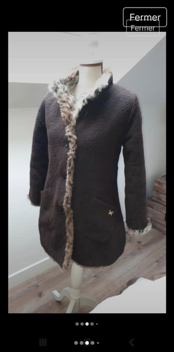 Manteau réversible marron
fausse fourrure léopard Kenzo ; - photo numéro 6