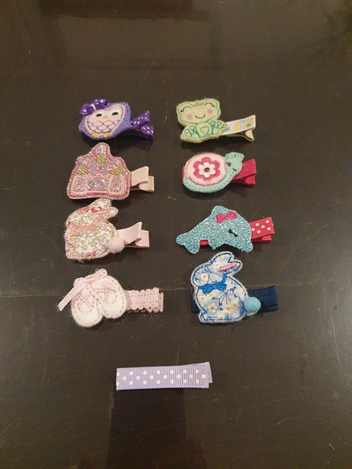 Lots de 9 barrettes fille chouette et papillon