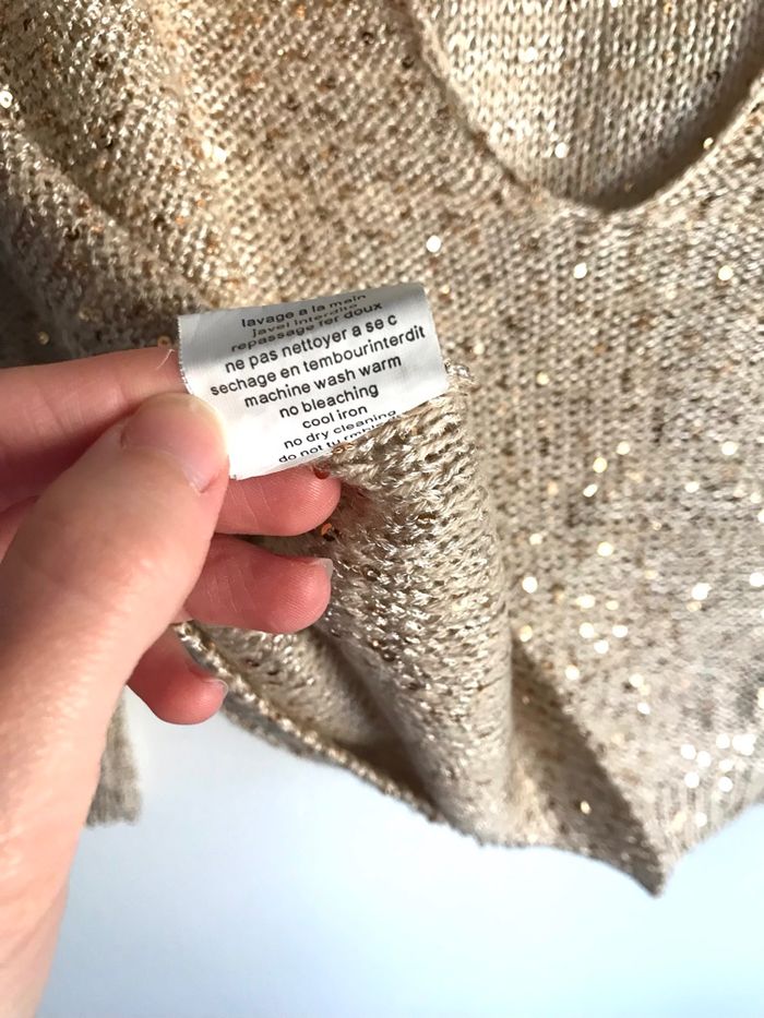 Pull à ouverture dans le dos et à sequins dorés taille unique - photo numéro 7