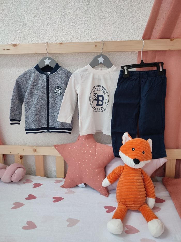 Ensemble bébé garçon - Veste + tee-shirt - jogging - 18 mois - Neuf