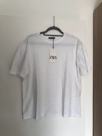 Superbe beau t-shirt à strass Zara neuf avec étiquette taille M