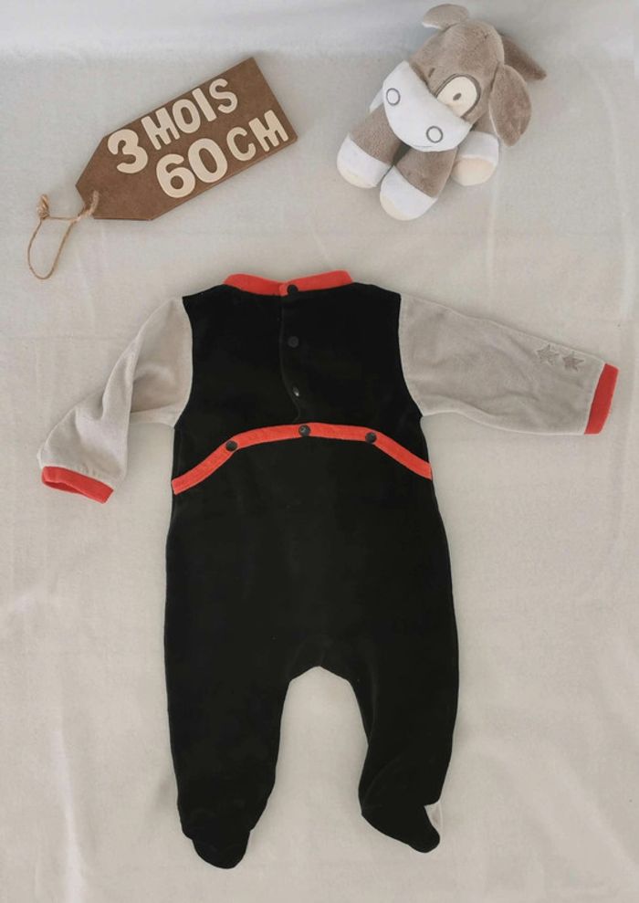 Pyjama 👣  velours  tissaia  3mois grenouillère - photo numéro 2