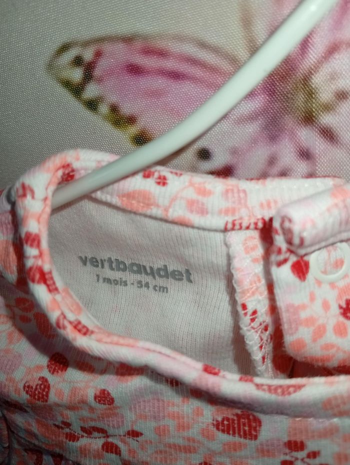 Ensemble 3 pce ( tee-shirt manches longues + 2 leggings ) Vertbaudet rose taille 1 mois / 56 cm - photo numéro 2