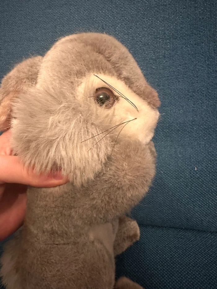 Peluche ancienne Steiff Lapin rigide debout lièvre gris 24cm doudou collection - photo numéro 6