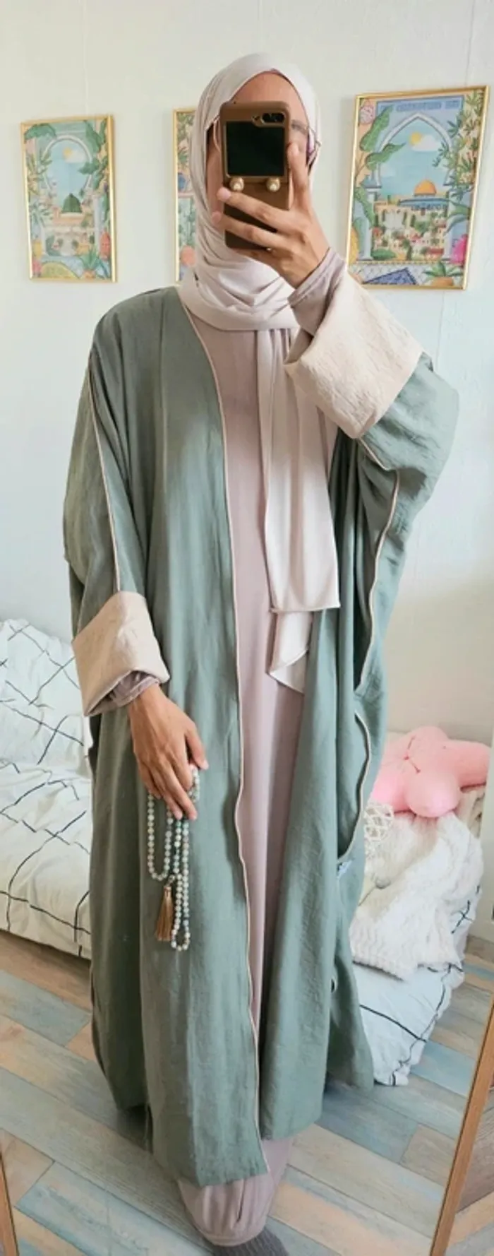 Abaya vert d'eau Jennah boutique NEUVE avec étiquette jamais porté - photo numéro 18