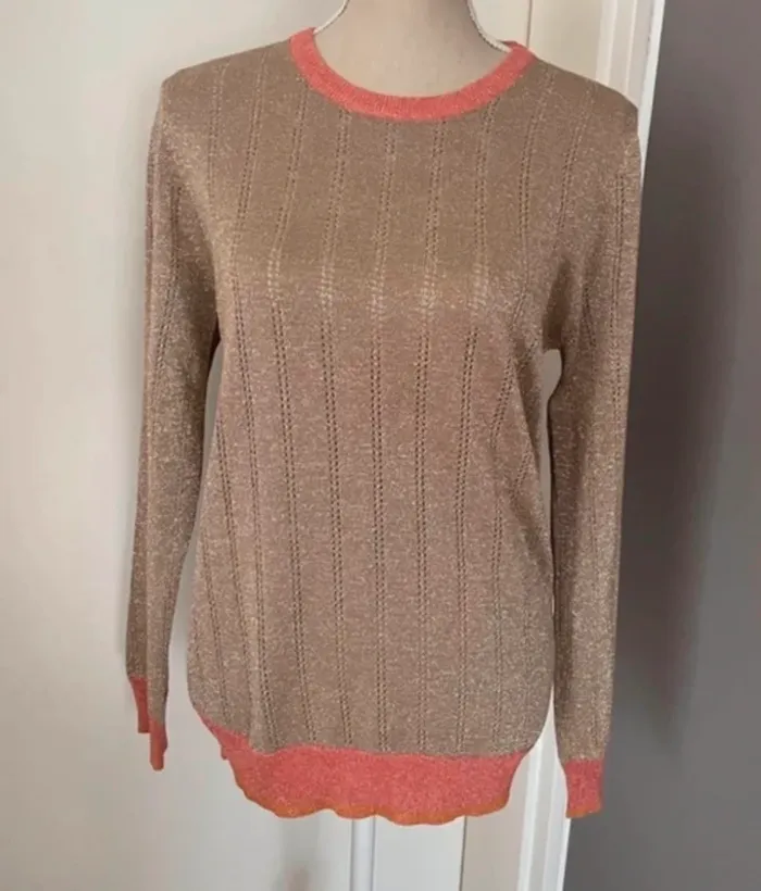 Hod pull doré, pailletée, femme, taille L/40