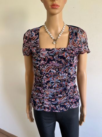 Blouse bleue marine et imprimée Naf Naf taille S jamais portée 