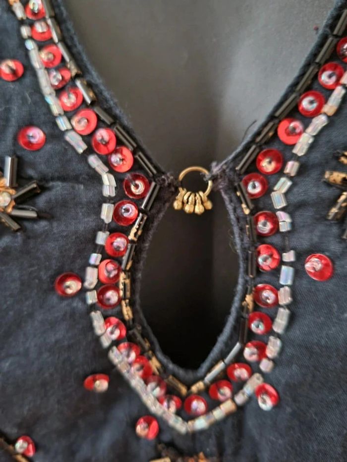 Robe Tunique type orientale noire XL 42 strass perles bijou - photo numéro 4