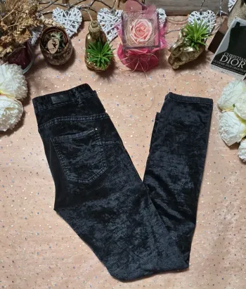 Pantalon noir effet velours IKKS