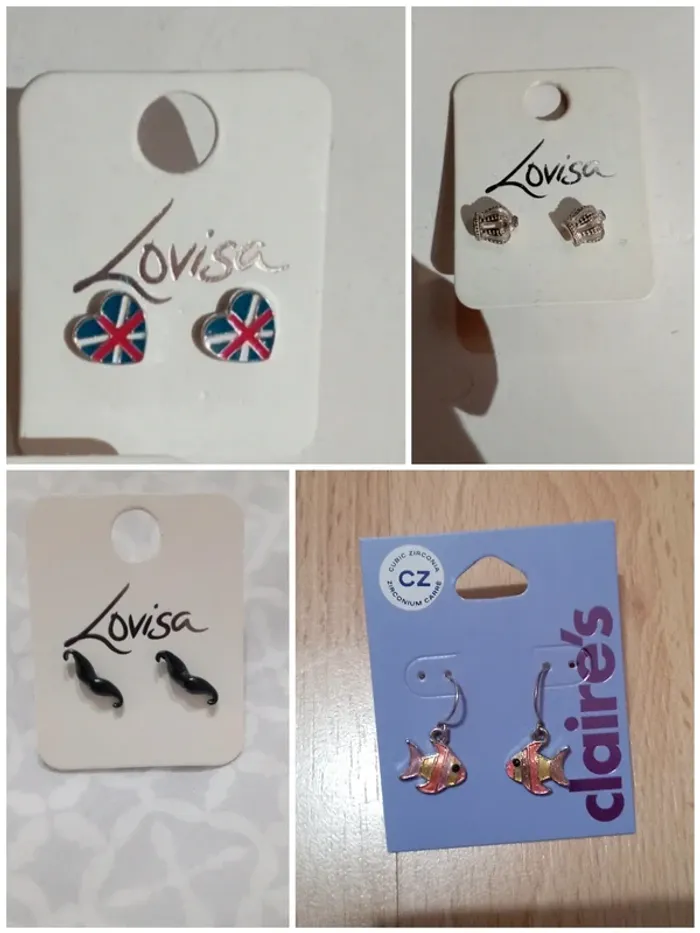 Lot de 4 paires de boucles d'oreilles fille/ado neuves - photo numéro 2