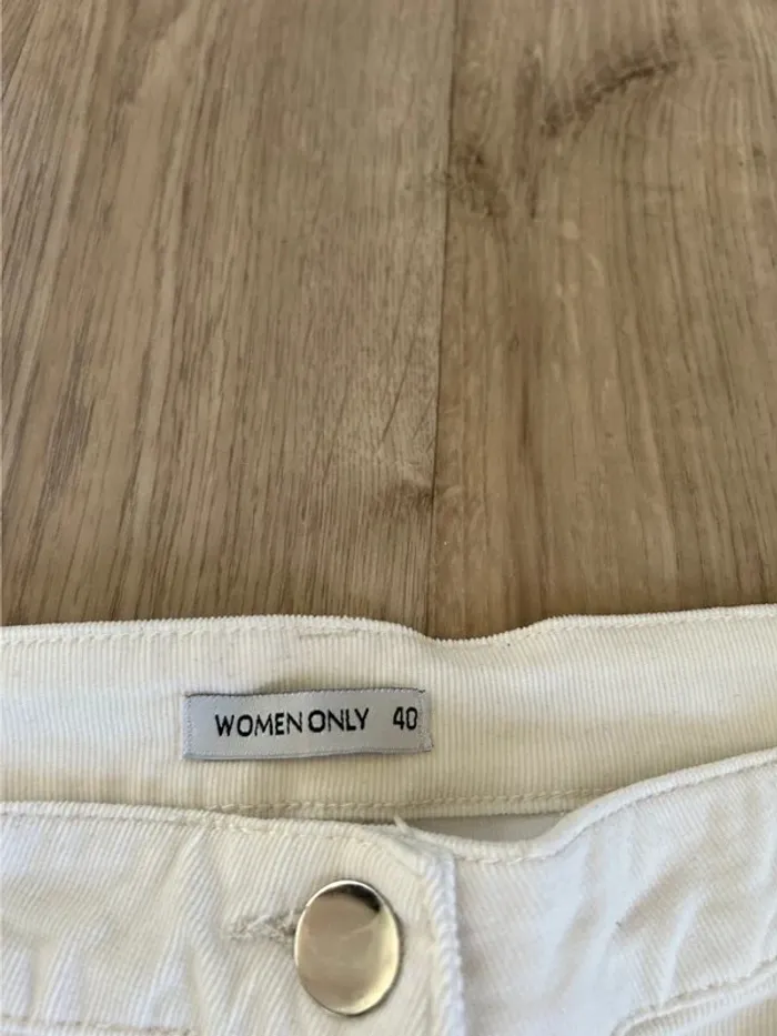Women only pantalon jeans en velours, blanc, taille 40 - photo numéro 3