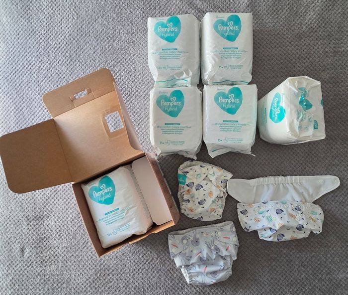 “Lot Pampers Hybrid complet NEUF – 3 couches + 90 inserts – 3 à 16kg” - photo numéro 2