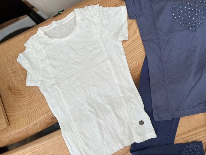 Ensemble 10 ans Zeeman t-shirt legging gilet blanc bleu marine - photo numéro 5