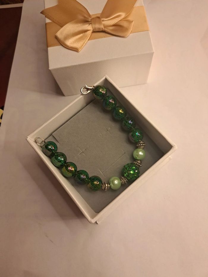 Bracelet vert et argenté Chic - photo numéro 2