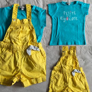 Lot Salopette Obaïbi & T-shirt Grain de Blé Coton 12 mois