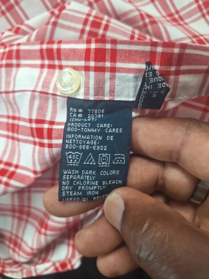 Chemise Tommy Hilfiger à Carreaux Rouge Homme Taille L – Coton (558) - photo numéro 8