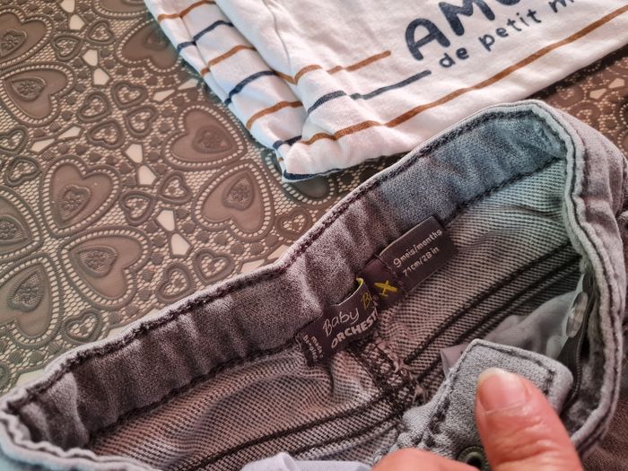 Lot de 2 jeans orchestra taille 9 mois je donne le tee shirt car petite tâche - photo numéro 3