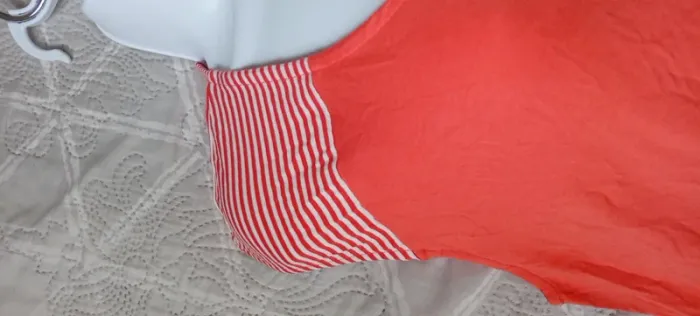 Robe très longue débardeur fluide avec rayures corail femme Xl - photo numéro 13