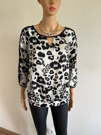 Blouse noire et écrue satinée Morgan taille 40 excellent état