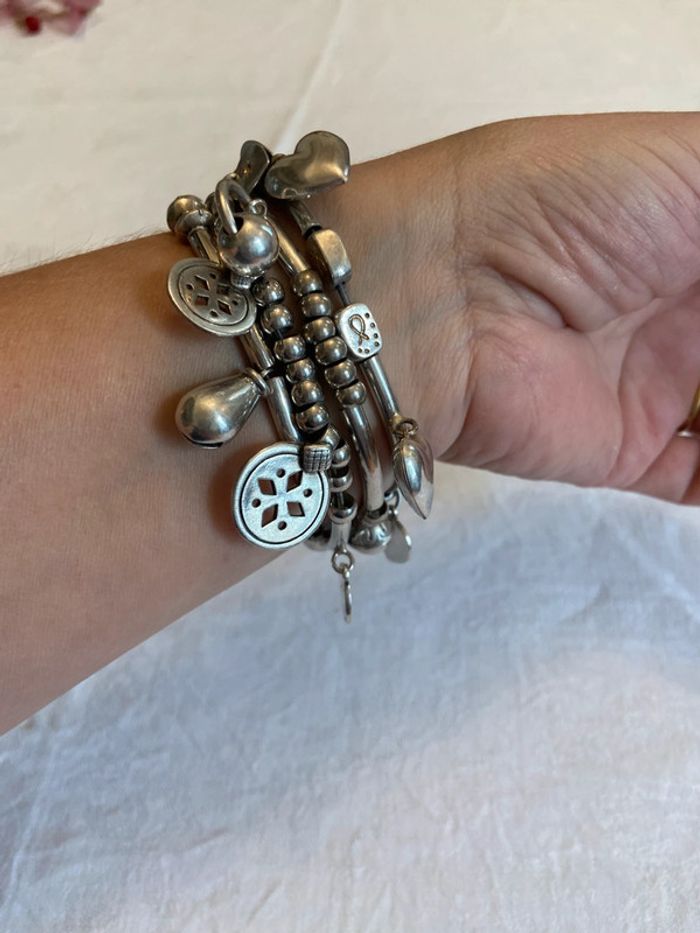 Bracelet en argent quatre rangs élastiques Réminiscence - photo numéro 4