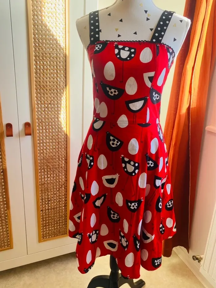 Robe vintage motif poules