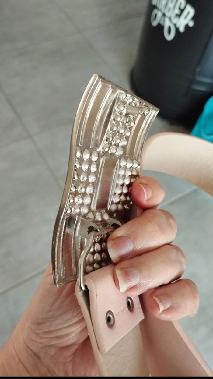 Ceinture rose boucles argenté 90 cm - photo numéro 6