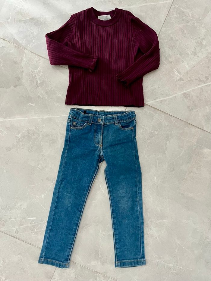 Pull + jeans fille 2 ans