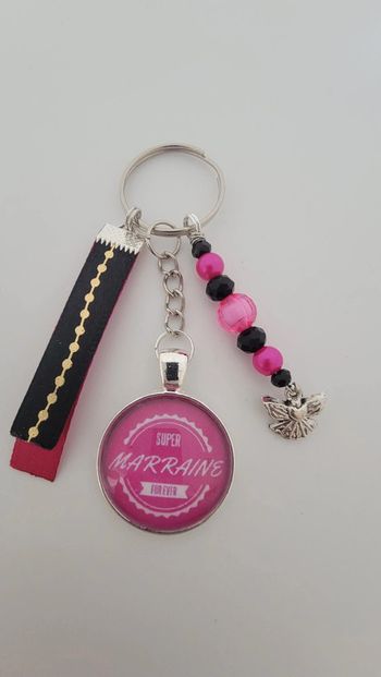 Cadeau marraine, porte clé message bijoux de sac " super marraine forever"