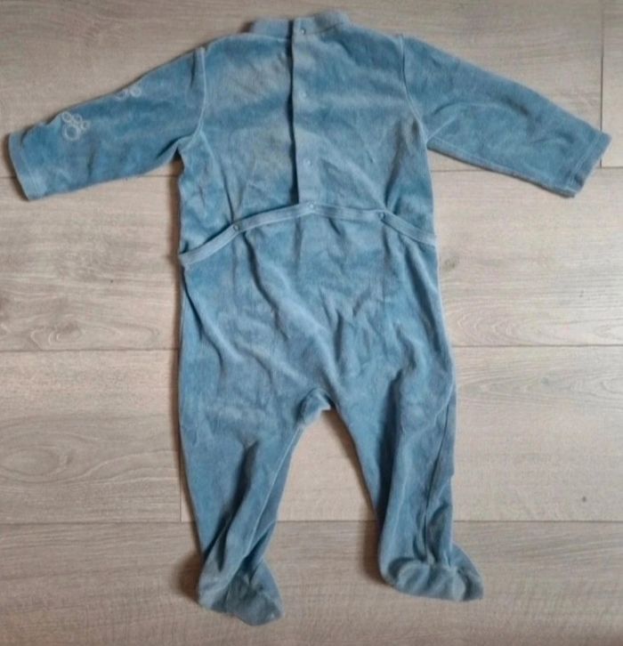 Gemo Pyjama Dors-Bien Bébé 12 Mois Velours Bleu Ours "Câlins à Volonté" Tres Bonne Etat - photo numéro 3