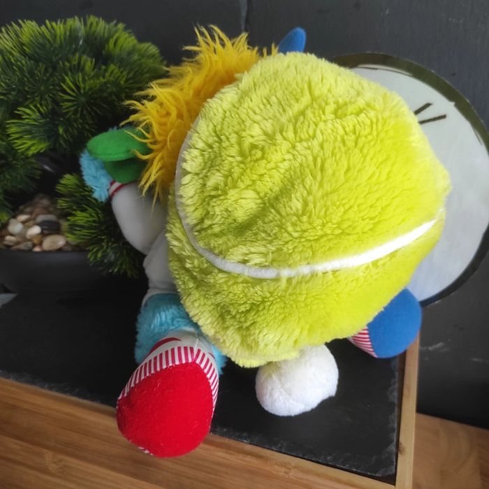 Peluche Popples ball de tennis année 1987 Mattel jaune bleu blanc vintage ancien - photo numéro 3