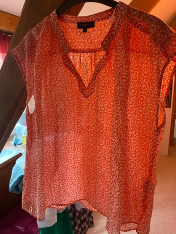 Top orange fleuri Caroll taille L