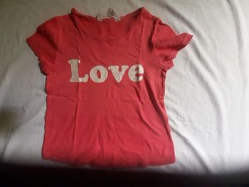 Tee shirt rose écriture argentée