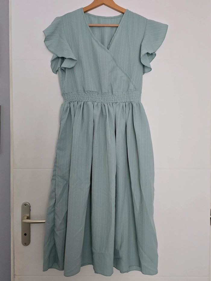 Robe longue de cérémonie turquoise