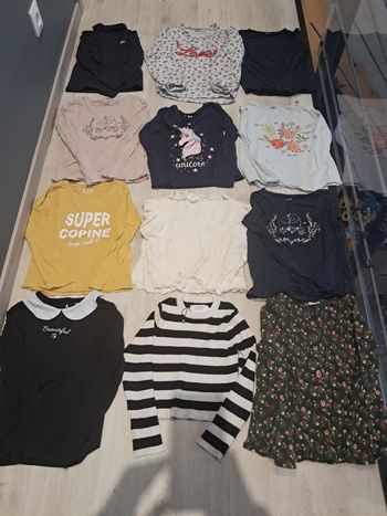 Lot de 13 pulls, chemisiers, t-shirts manches longues, sous-pulls 8ans fille neufsbet tbe