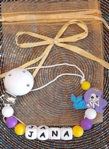 Attache tétine personnalisé avec pochette cadeau